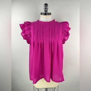 💚 3394. Textured Ruffled Pleated Blouse